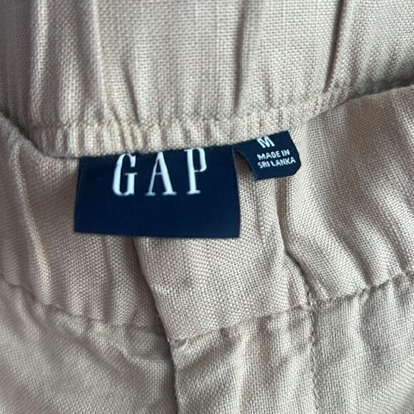 GAP women’s Medium Sand Linen Pull in stretchy waist full leg pants - Picture 10 of 12